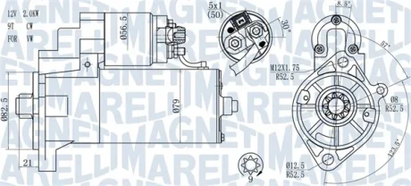 Стартер VW LT 2.5D 99-06 (2kw) (z=9) MAGNETI MARELLI 063721187010