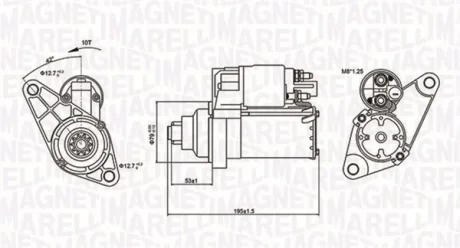 Стартер VW Golf V/VI 1.4/1.6 FSI 03-13 (1kw) (z=10) MAGNETI MARELLI 063721330010