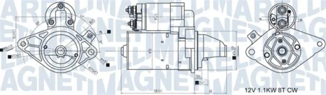 Стартер Peugeot 107 1.0 05-14/Toyota Aygo 1.0 05-14 (1.1kw) (z=8) MAGNETI MARELLI 063721407010