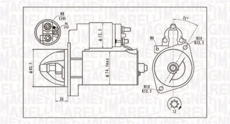 Стартер MB Sprinter/Vito 2.2CDI 06- (1.7kw) (z=12) (MQS1410) MAGNETI MARELLI 063721410010