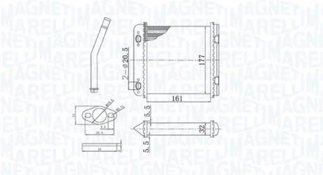 Радіатор пічки Opel Astra F/G 91-05 /Vectra A -95 (BR408) MAGNETI MARELLI 350218408000