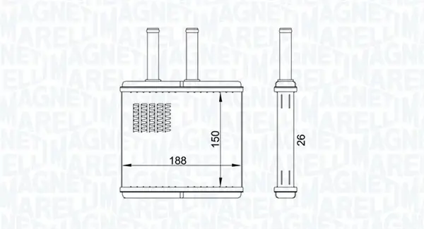 Радіатор пічки Chevrolet Aveo 1.2-1.4 05- MAGNETI MARELLI 350218437000 (фото 1)