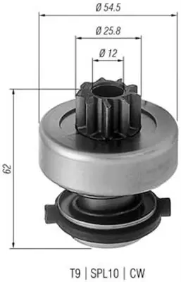 Бендикс стартера VW LT 2.4 TD 82- MAGNETI MARELLI 940113020192 (фото 1)