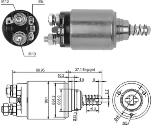 Реле стартера втягуюче MB609 OM314-364 (24V) (AME0186) MAGNETI MARELLI 940113050186 (фото 1)