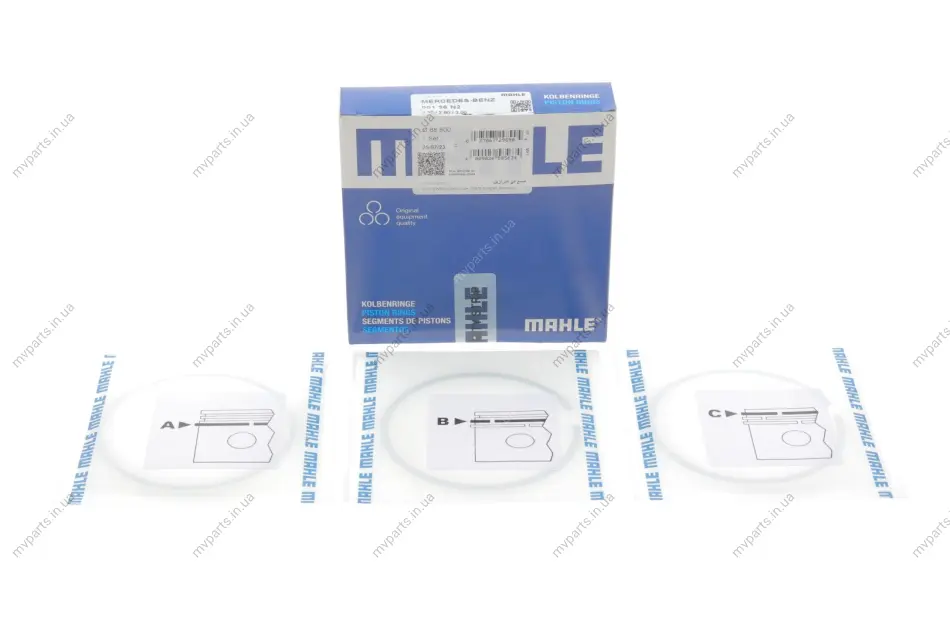 Кільця поршневі MB Sprinter CDI (88.50mm/+0.5) (2.5-2-3) MAHLE 001 36 N2 MAHLE / KNECHT 001-36-N2 (фото 1)