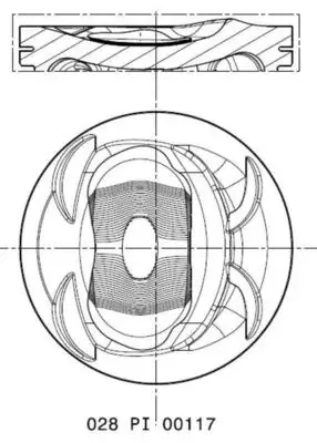 Поршень VW Golf V/ Passat/ Tiguan 1.4 TSI 06- (77.01mm/+0.5) MAHLE 028 PI 00117 002 MAHLE / KNECHT 028-PI-00117-002 (фото 1)