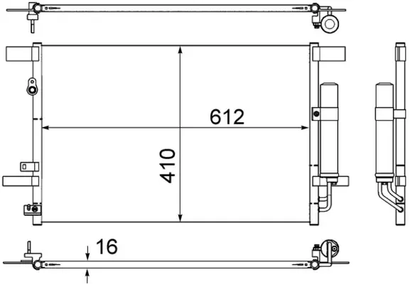 Радіатор кондиціонера Mitsubishi Lancer VIII 08-/Outlander II 06-12 MAHLE AC 557 000S MAHLE / KNECHT AC-557-000S (фото 1)