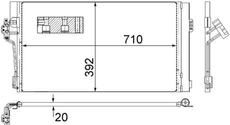 Радіатор кондиціонера MB Vito (W639) 2.2CDI 03-08 (кріплення на 2 шпильки) MAHLE AC 762 000S MAHLE / KNECHT AC-762-000S