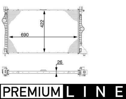Радіатор інтеркулера MB Sprinter 311CDI/411CDI (OM646) (422x690x26) MAHLE CI 222 000P MAHLE / KNECHT CI-222-000P