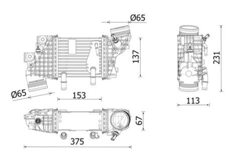 Радіатор інтеркулера VW Crafter/T6 2.0 TDI 16- MAHLE CI 663 000P MAHLE / KNECHT CI-663-000P