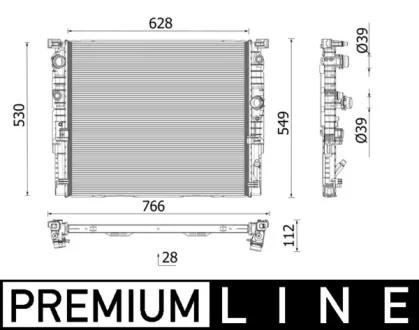 Радіатор охолодження BMW 5 (G30/F90) 16-/7 (G11/G12) 3.0i (B58 15- (для спекотних кліматичних зон) MAHLE CR 2771 000P MAHLE / KNECHT CR-2771-000P