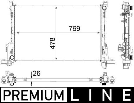 Радіатор охолодження Opel Vivaro B/ Renault Trafic 1.6CDTI 14- (-AC) MAHLE CR 84 000P MAHLE / KNECHT CR-84-000P