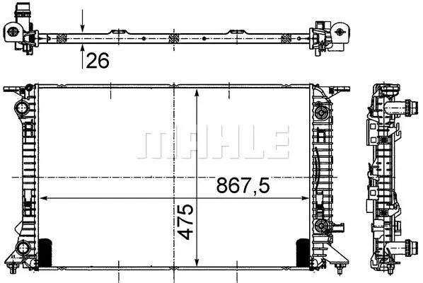Радіатор охолодження Audi A4/A5/A6/Q3/Q5 1.4-3.0d 07-16 (АКПП) MAHLE CR 910 000S MAHLE / KNECHT CR-910-000S (фото 1)
