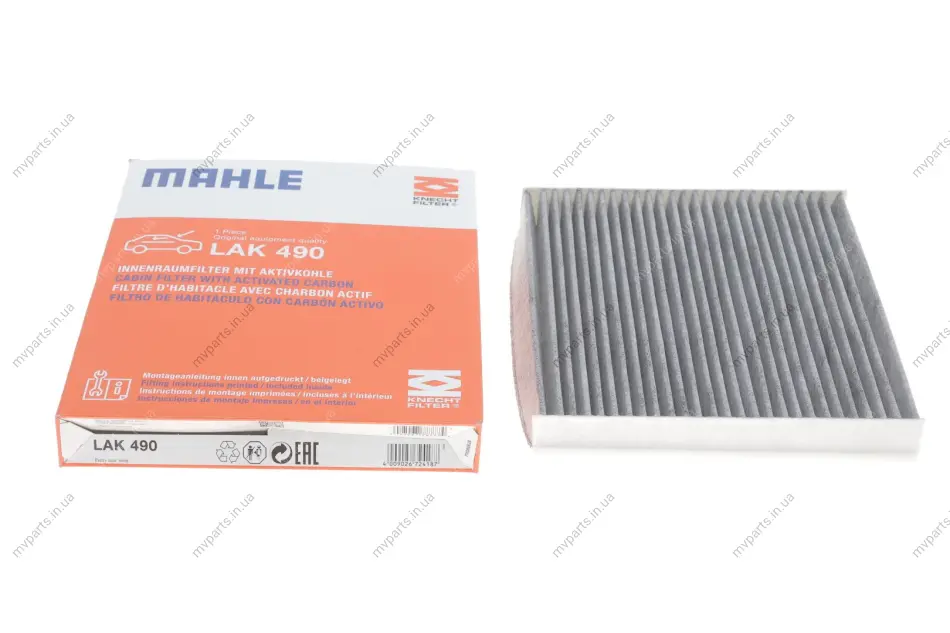 Фільтр салону Toyota/Lexus 00- (вугільний) KNECHT LAK 490 MAHLE / KNECHT LAK-490 (фото 1)
