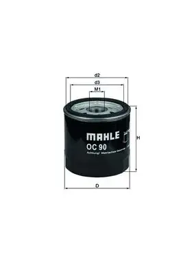 Фільтр оливний LANOS, AVEO, LACETTI, NUBIRA, NEXIA (вир-во KNECHT-MAHLE) MAHLE / KNECHT OC90OF (фото 1)
