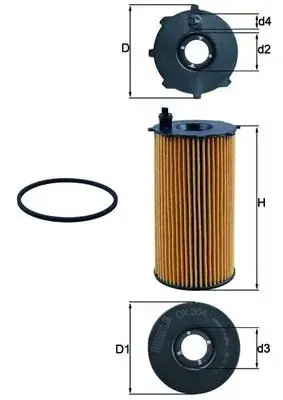 Фільтр масляний Jeep Cherokee 04-/Dodge Nitro 2.8CRD 06-12 KNECHT OX 354D MAHLE / KNECHT OX-354D (фото 1)