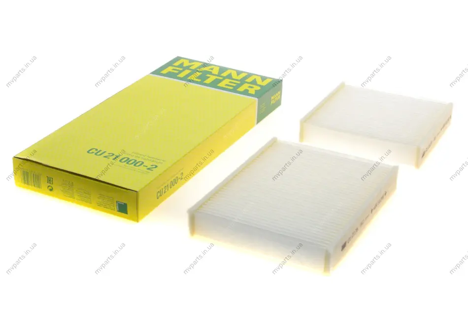 Фільтр салону Citroen C3 09-/C4 Cactus/Peugeot 2008 13-/207 06-15/208 12- (к-кт 2шт.) -FILTER CU 21 000-2 MANN CU-21-000-2 (фото 1)