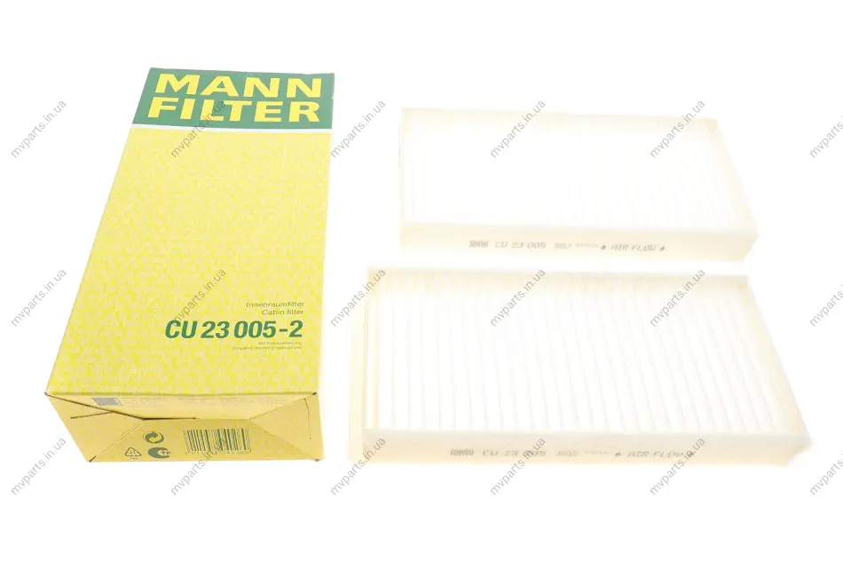 Фільтр салону BMW 2 (F44/F45/F46) 14-16/X1 (F48) 15-16/i3 (I01)/Mini Mini III 13-16 (к-кт 2 шт) -FILTER CU 23 005-2 MANN CU-23-005-2 (фото 1)