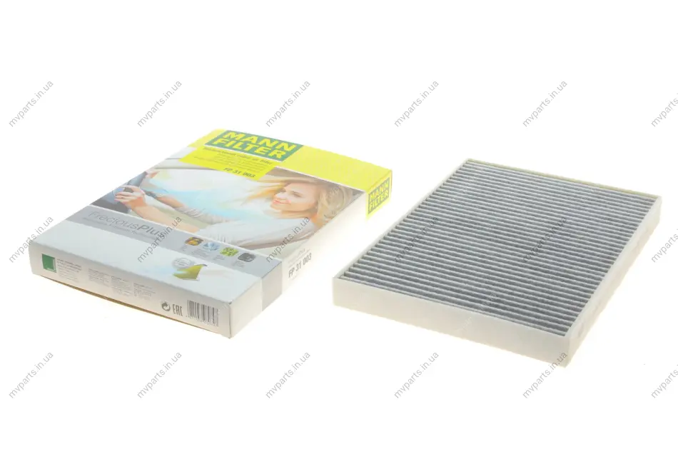 Фільтр салону Audi A4/ A5/ Q5/ Q7 2.0-3.0 TDI 15- (вугільний/антибактеріальний) -FILTER FP 31 003 MANN FP-31-003 (фото 1)
