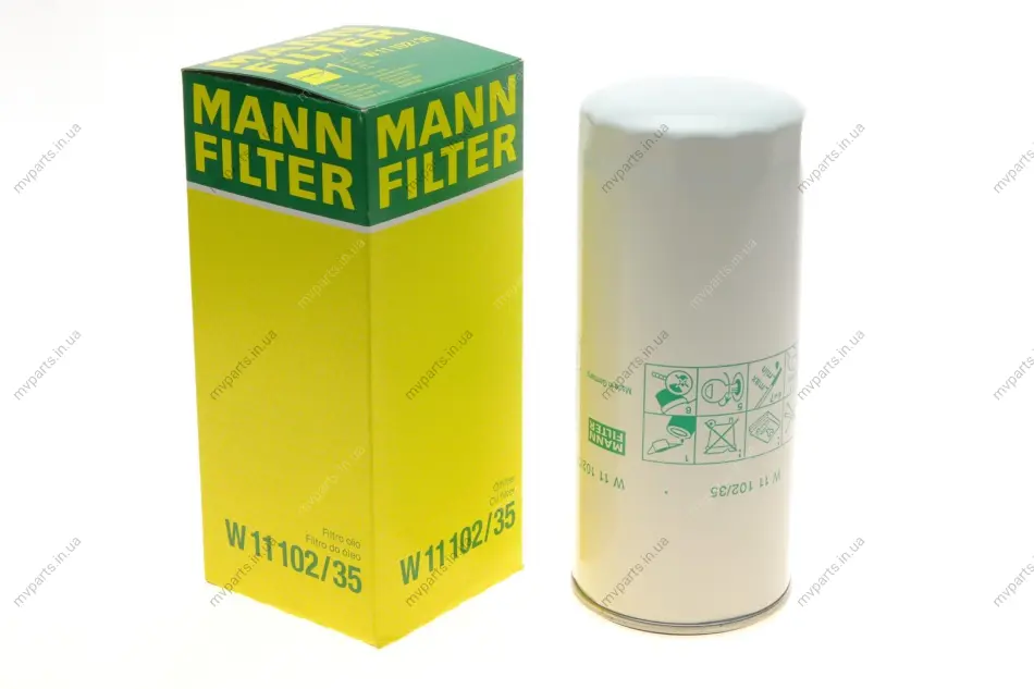 Фільтр масляний Renault Magnum 12.0/16.5 90-05/Major 12.0 90-96/Premium 6.2/9.8/11.0 96-06 -FILTER W 11 102/35 MANN W-11-102-35 (фото 1)