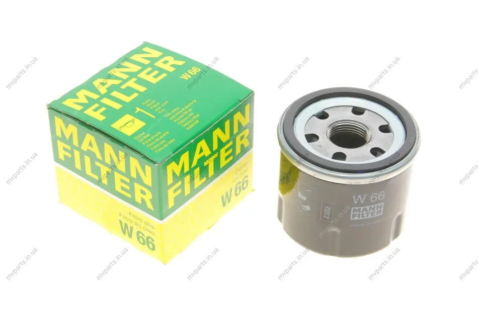 Фільтр масляний Renault Kangoo 1.2 97-07/Clio 1.0-1.2 00-15/Logan 1.0-1.2 09-/Nissan Kubistar 03- -FILTER W 66 MANN W-66 (фото 1)