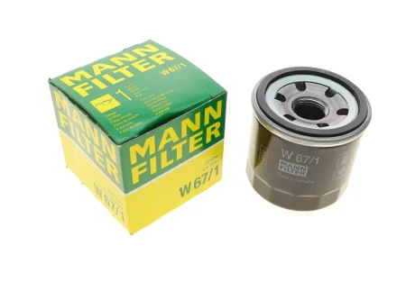 Фільтр масляний Mazda 3 1.3/1.6 03-14/1.5-1.6 Skyactive 13-19/Renault 1.5-1.6E-Tech 20- -FILTER W 67/1 MANN W-67-1