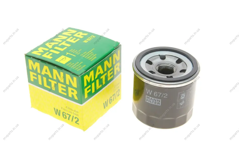 Фільтр масляний Chevrolet Aveo 1.2/Chery QQ 0.8 04-12/Suzuki Swift 1.0-1.6 83-/Daewoo 0.8-1.0 98- -FILTER W 67/2 MANN W-67-2 (фото 1)