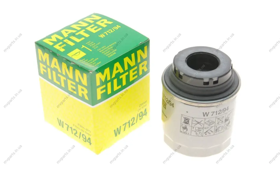 Фільтр масляний VW Caddy III 1.2TSI 10-15/Golf 1.2/1.4 TSI 10-13/Passat 1.4 TSI 10-14 -FILTER W 712/94 MANN W-712-94 (фото 1)