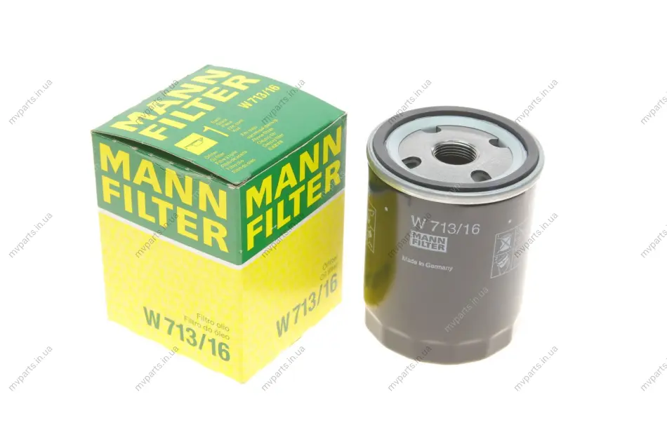 Фільтр масляний Citroen Jumpy/Fiat Scudo 1.6 96-07/Doblo 1.6 01-/Punto 1.1-1.6 94-00 -FILTER W 713/16 MANN W-713-16 (фото 1)