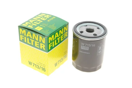 Фільтр масляний Citroen Jumpy/Fiat Scudo 1.6 96-07/Doblo 1.6 01-/Punto 1.1-1.6 94-00 -FILTER W 713/16 MANN W-713-16