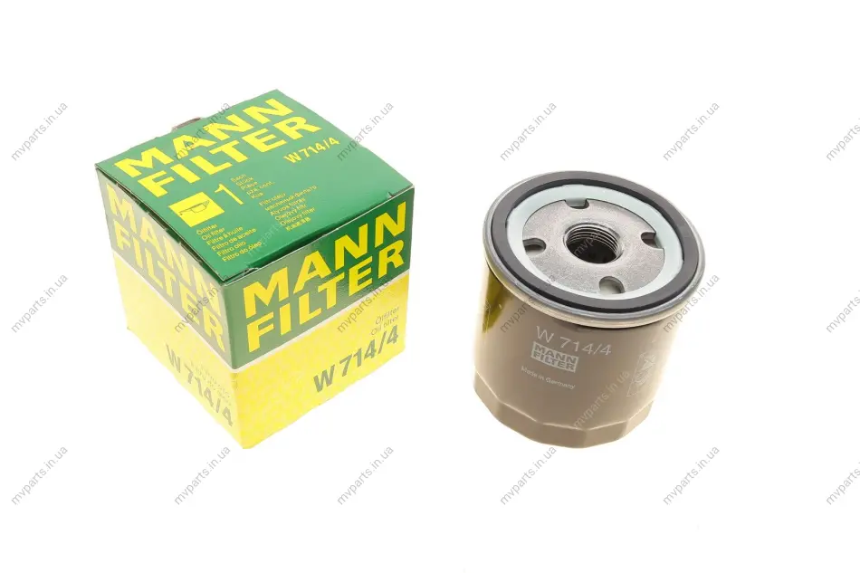 Фільтр масляний Fiat Doblo 1.9D/JTD 00-/Ducato 1.9D 87-94/Punto 1.9D/JTD 99-09/JCB 400-Serie 11-16 -FILTER W 714/4 MANN W-714-4 (фото 1)