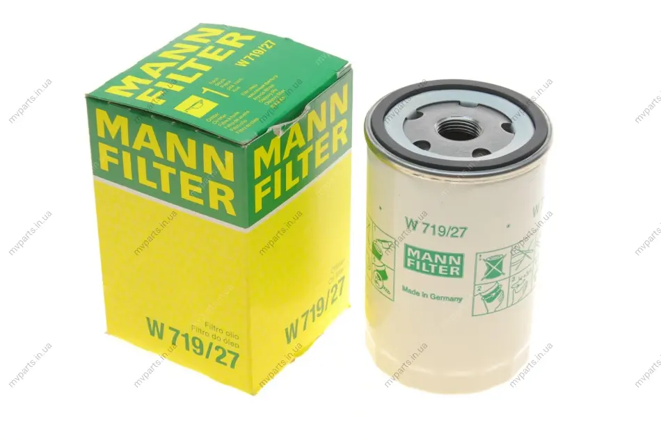 Фільтр масляний Ford Transit Connect 1.8 16V 02-13/Mazda CX-9 3.5/3.7 07-/Jeep Cherokee 3.7 V6 01- -FILTER W 719/27 MANN W-719-27 (фото 1)