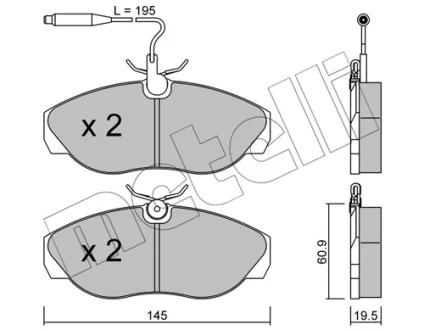 Колодки гальмівні (передні) Citroen Jumper/Fiat Ducato/Peugeot Boxer 94-02 (+датчики) METELLI Metelli 22-0154-0