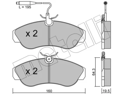 Колодки гальмівні (передні) Citroen Jumper 94-/Fiat Ducato/Peugeot Boxer 94-02 R16 (+датчики) METELLI Metelli 22-0155-0