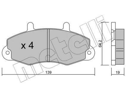 Колодки гальмівні (передні) Ford Transit 85-00/Transit Tourneo 94-00 14" METELLI Metelli 22-0194-0