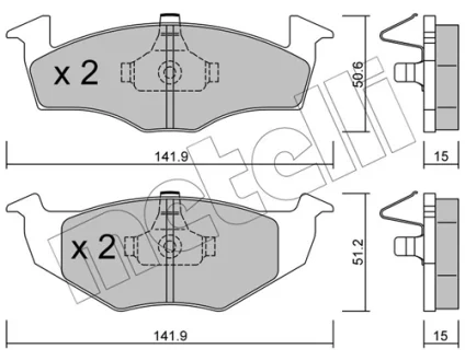 Колодки гальмівні (передні) Seat Cordoba/Ibiza II 93-02/VW Golf III 91-99/Polo 95-02 METELLI Metelli 22-0206-2