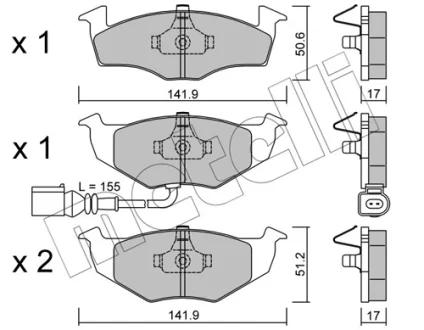 Колодки гальмівні (передні) Skoda Fabia 99-14/Roomster 07-15/VW Polo III 01-12 (+датчик) METELLI Metelli 22-0206-3
