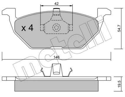 Колодки гальмівні (передні) Audi A3/Seat Toledo 96-04/Skoda Octavia 96-07/VW Golf 97-05/Polo 02- METELLI Metelli 22-0211-0
