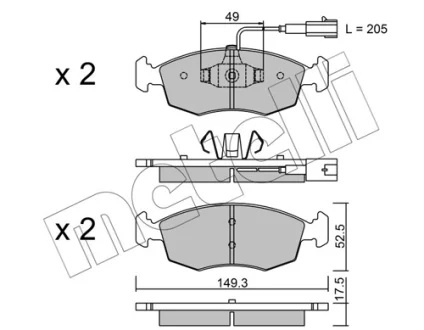 Колодки гальмівні (передні) Fiat 500/Punto 05- METELLI Metelli 22-0274-4