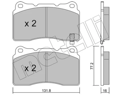 Колодки гальмівні (передні) Opel Insignia 08-17/Astra J/Tesla S/X/VW Golf VII 12-/Renault Megane 17 METELLI Metelli 22-0288-5