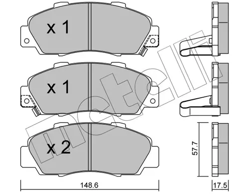 Колодки гальмівні (передні) Honda Accord V/VI 93-03/Civic 97-01 METELLI Metelli 22-0298-0 (фото 1)