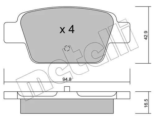 Колодки гальмівні (задні) Fiat Bravo II 07-14/Stilo 01-08/Linea 07-/Multipla 99-10/Lancia Delta 08- METELLI Metelli 22-0323-0 (фото 1)
