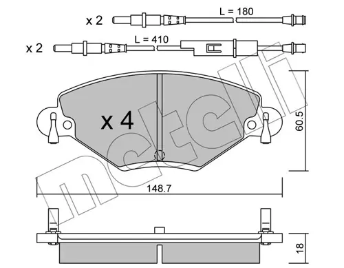 Колодки гальмівні (передні) Citroen C5 01- (з датчиком) METELLI Metelli 22-0331-0 (фото 1)