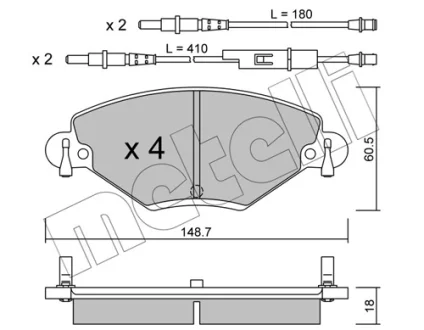 Колодки гальмівні (передні) Citroen C5 01- (з датчиком) METELLI Metelli 22-0331-0