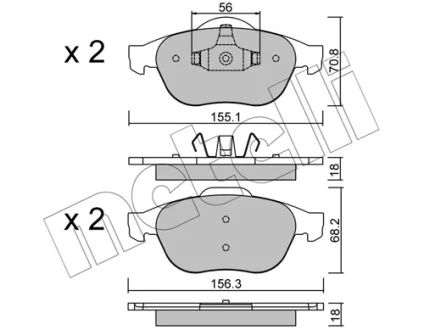 Колодки гальмівні (передні) Renault Laguna II 01-07/Espace IV/Vel Satis 02- METELLI Metelli 22-0336-1
