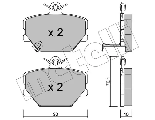 Колодки гальмівні (передні) Smart Cabrio 00-04/City Coupe 98-04/Roadster 03-05/Fortwo 04- METELLI Metelli 22-0341-0 (фото 1)