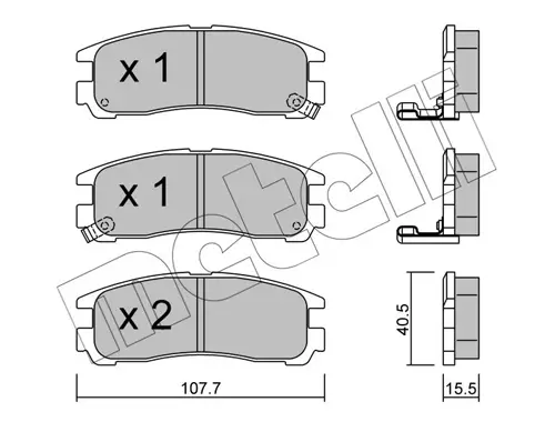Колодки гальмівні (задні) Mitsubishi Lancer V-VII 94-13/Galant VII 92-96/Space Wagon 98-04 METELLI Metelli 22-0398-0 (фото 1)