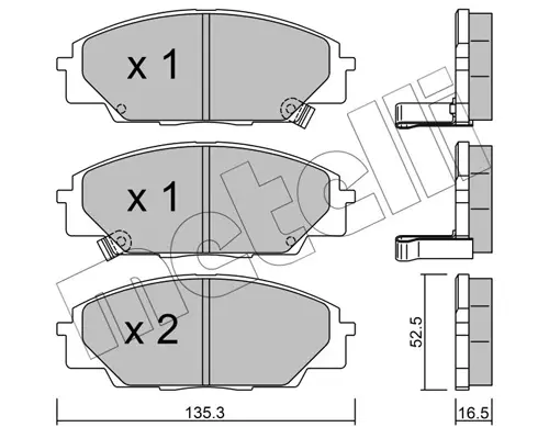 Колодки гальмівні (передні) Honda Civic VII/VIII 99- METELLI Metelli 22-0435-0 (фото 1)