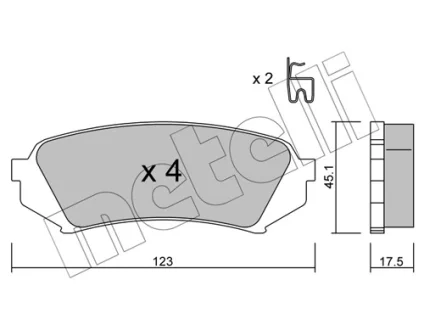Колодки гальмівні (задні) Toyota Land Cruiser 100 98-07/Lexus LX II 98-08 METELLI Metelli 22-0453-0