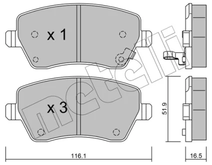 Колодки гальмівні (передні) Opel Agila B 08-14/Suzuki Swift III 05-/Splash 08- METELLI Metelli 22-0485-1